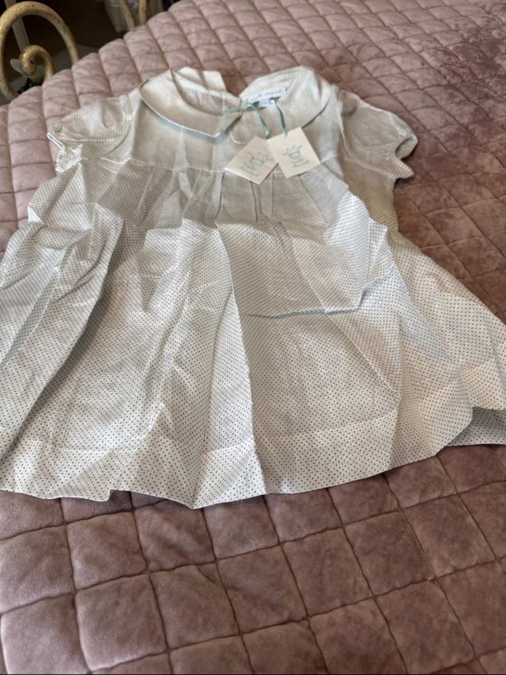 Marie Chantal Cream top with blue Dots